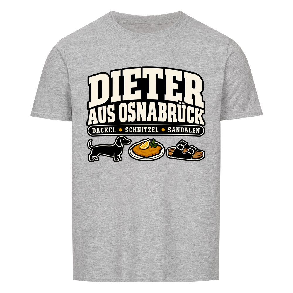 Dieter aus Osnabrück T-Shirt – Dackel, Schnitzel & Sandalen – sport grey