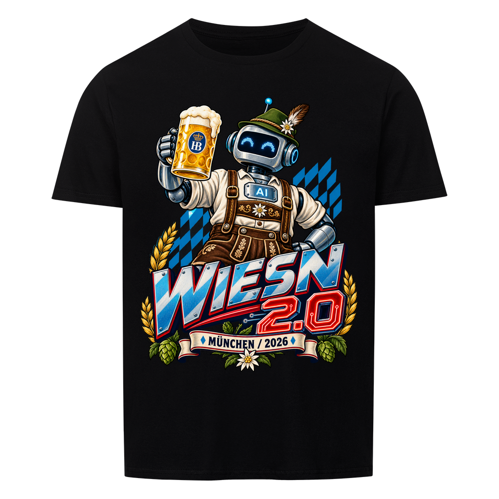 Wiesn 2.0 – Roboter in Lederhose T-Shirt – schwarz